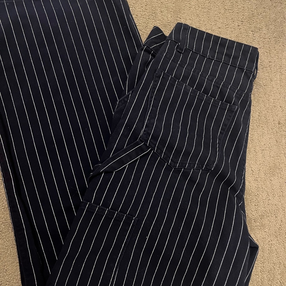 Navy Striped Cargo Pants